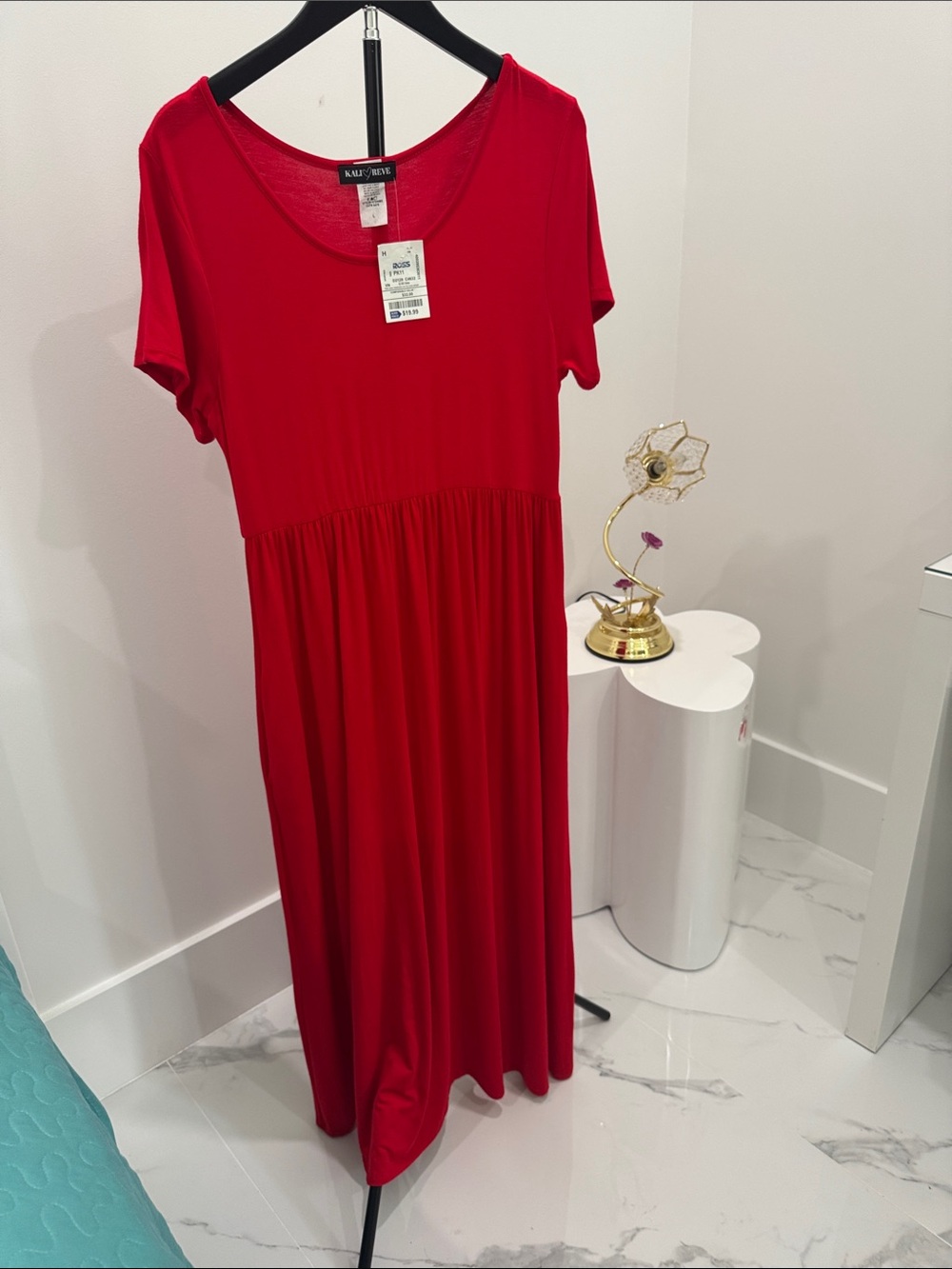 Red Women's Short Sleeve Maxi Dress - Unbranded